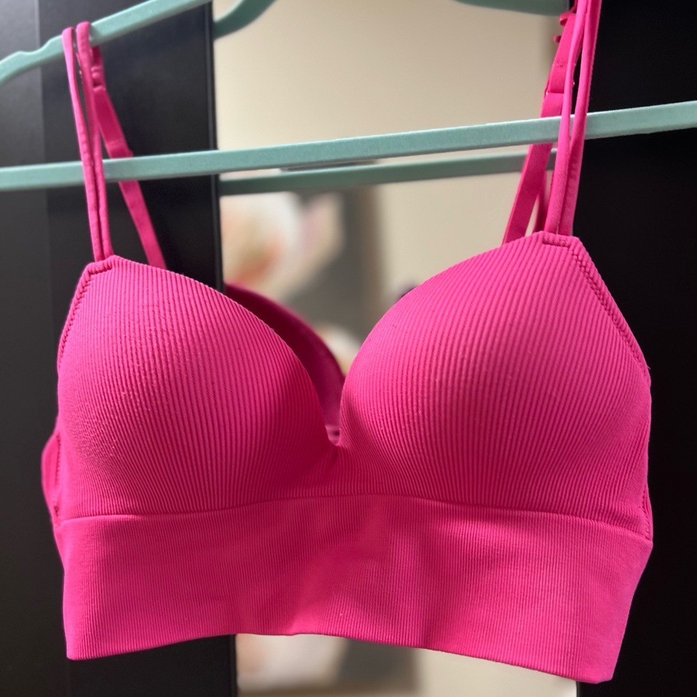 Hot Pink Ribbed Bralette - Picture 2 of 5